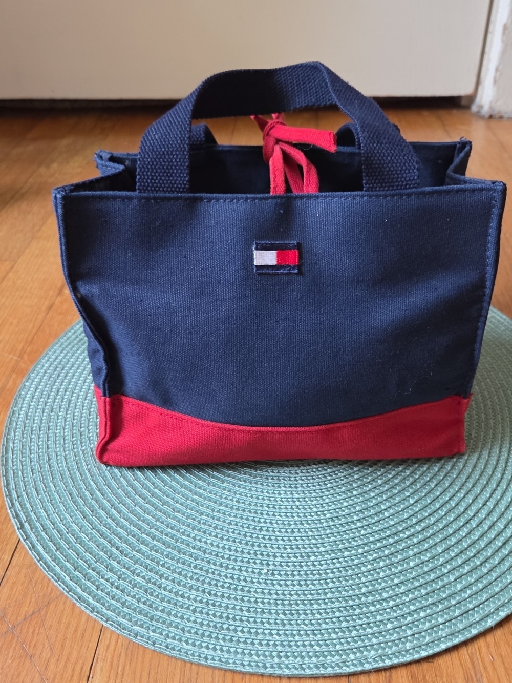 Tommy Hilfiger Navy & Red Canvas Tote Bag
